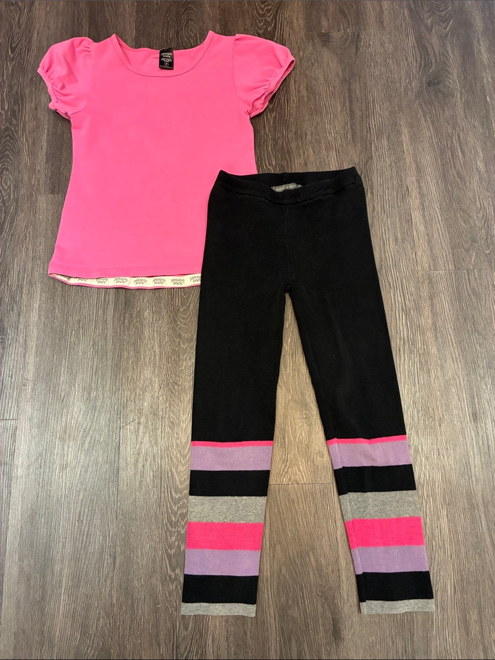 Souris mini & Peekaboo Beans (7) Girls Winter Knit Leggings & T-shirt